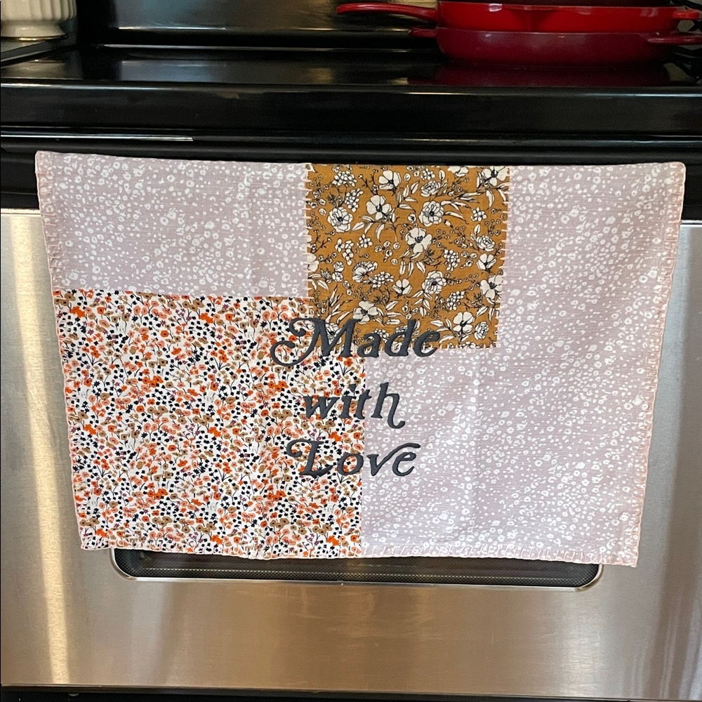 Anthropologie “Made With Love” Patchwork Kitchen Towel with Embroidery